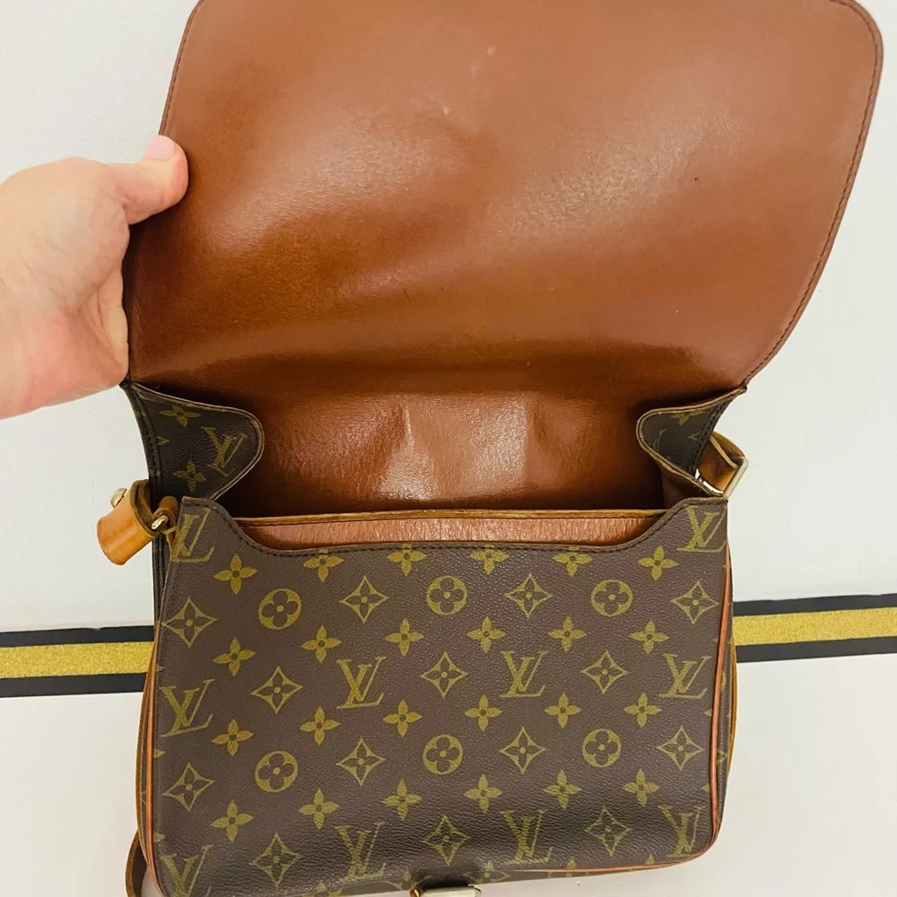Louis Vuitton Brown Monogram Canvas Shoulder Bag with Tan Leather Trim - Picture 7 of 13